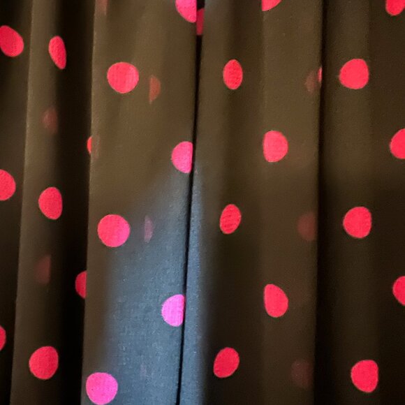 Women's Ann Taylor Black with Pink Polka Dot Long Sleeve Midi Dress - Size 6 - Picture 3 of 3